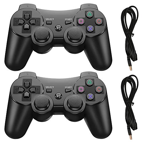 PS3 Controller Wireless, Playstation 3 Controller, Wireless Bluetooth Gamepad with USB Charger Cable for PS3 Console, 2 Pack