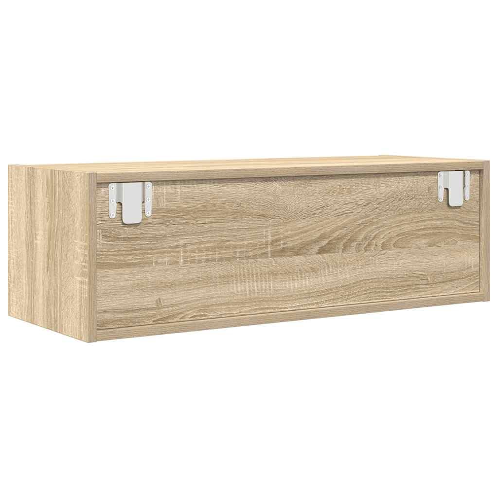 2er Set TV-Wandschränke Sonoma-Eiche 80cm - Schwebendes TV Board Lowboard hängend aus Holzwerkstoff - Modernes Media Möbel Wandboard für Wohnzimmer & Schlafzimmer - 80x31x25,5 cm