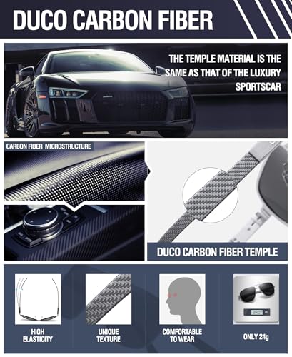 Image of DUCO Aviator Sunglasses for Men Women Carbon Fiber Polarized Sunglasses Men UV Protection for Driving Golf Fishing 3051