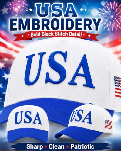 Image of USA Flag Hat for Men Women - 3D Embroidered Patriotic Baseball Cap, 4th of July, 250th