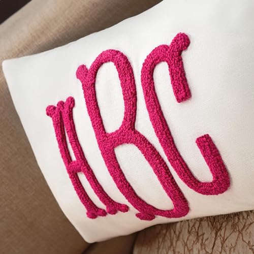 Personalized Monogrammed Punch Needle Pillow - Unique Embroidery Gift for Couples, Custom Initials, Ideal Wedding and Housewarming Decor - Image 2
