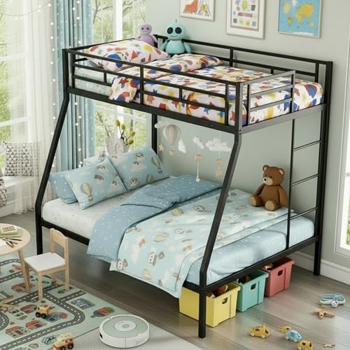 KOMFOTT Metal Bunk Bed Twin-Over-Full, Heavy Duty Metal Bed Frame...