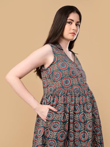 Image of The Mom Store Maternity and Nursing Sleeveless Dress for Women | Casual Dress | Pre and Post Pregnancy Wear | Printed Stylish Dress for New Mom | Trendy Dresses for Women's