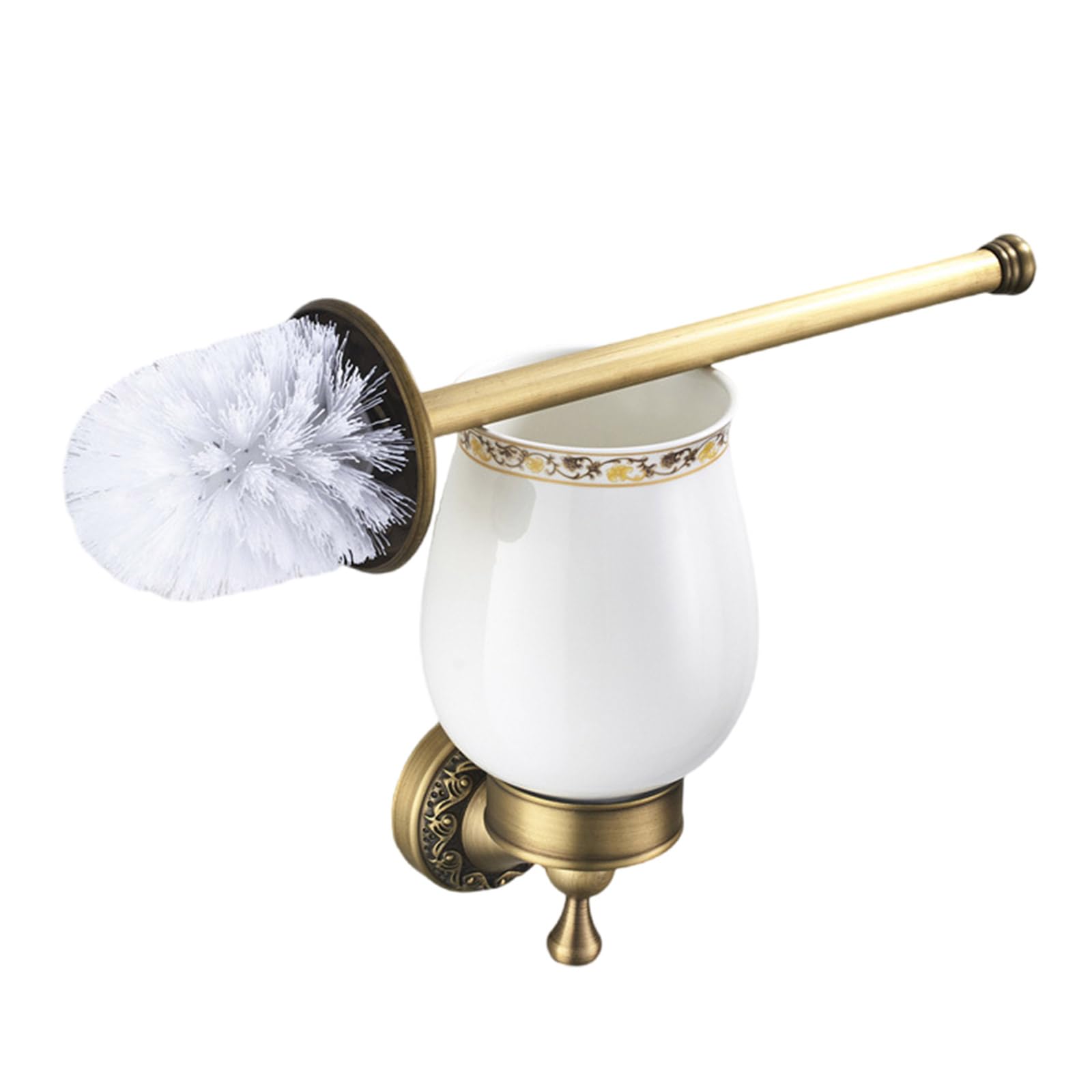 Antique Type Metal Toilet Brush Stand with Ergonomic Cleaning Tool Strong Bathroom Accessory for Household Storage Classical Bathroom Hardware for Toilets