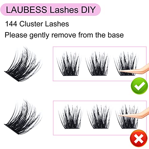 Image of Lash Extension Kit LAUBESS Lash Clusters Kit Cluster Eyelash Extensions Kit Eyelash Clusters Lash Bond and Seal Waterproof Tweezers Brush Lash Glue Remover (Kit 03-D-Mix14-18)