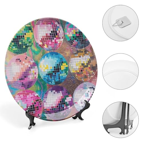 Plato decorativo de porcelana con patrón Disco Ball 6in miniatura 4