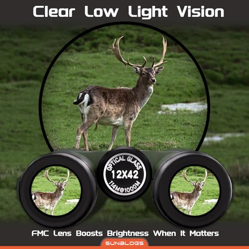 Binoculares 12x42 para adultos, prismas BAK4, impermeables miniatura 3