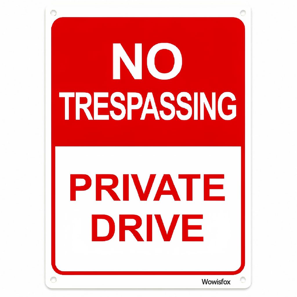 No Trespassing Private Drive Sign, 8 x 12 Inch Aluminum, Mounting Holes