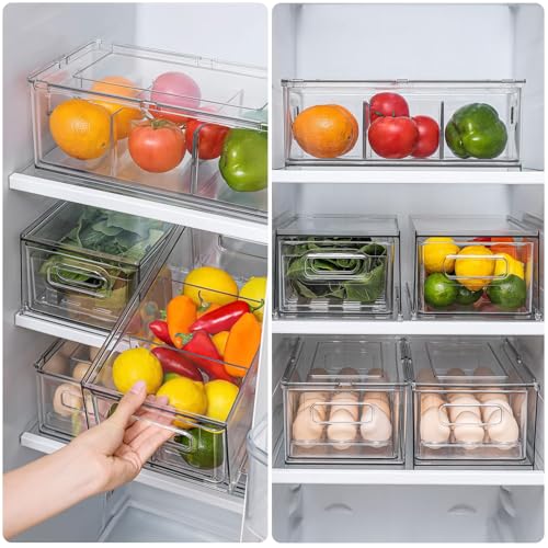 3.7QT Refrigerator Fridge Organizers Storage Bin with Pull-out Drawer,2 Pcs - image 5