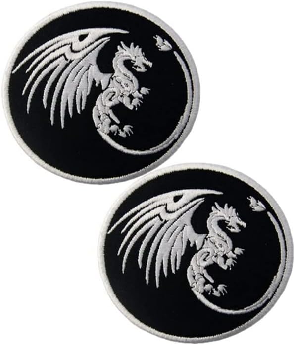 Heiorpai 2Pcs Dragon Symbols of Power and Might Patch Embroidered Cool Iron On or Sew On Patches