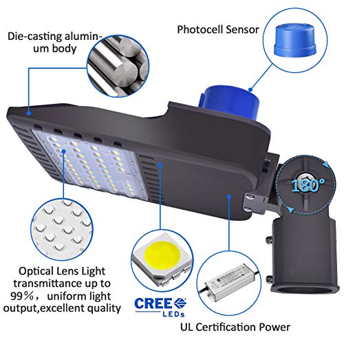 SZGMJIA 150W Parking Lot Lighting, CREE LED 22,500 Lumen Super Bright 5000K Daylight White Replaces 600W Halide Slip Fit Mount LED Street Lights Shoebox Pole Lights with photocell