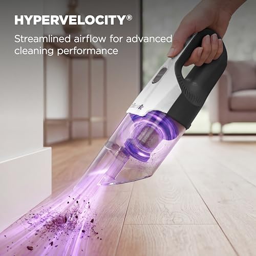 Image of Shark Cyclone PET Handheld Vacuum with, HyperVelocity Suction, Powerful Pet Hair Pickup, Lightweight, XL Dust Cup, Including Upholstery Tool, 8 inch Crevice Tool, Scrubbing Brush, Pearl White, AA701