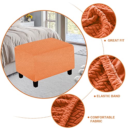 2023 New Wear-Resistant Sofa Ottoman Cover, Stretch Rectangle Ottoman Slipcovers, Foot Stool Slipcover, Removable Footrest Stool Covers, Folding Storage Stool Furniture Protector(Weave Orange,L) #TOP2