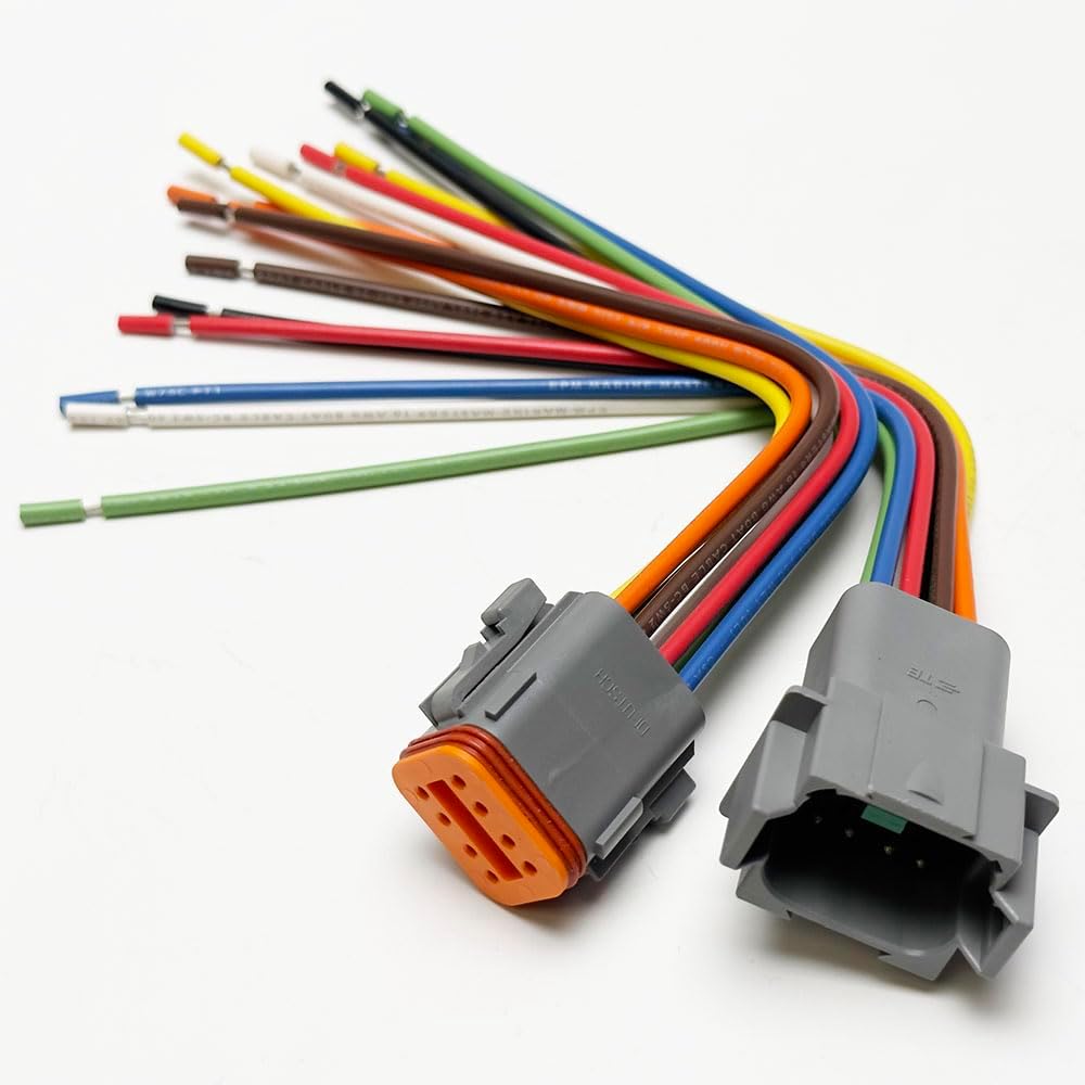 Deutsch DT 8pin Pigtail Kit, 16AWG NMMA ABYC USCD