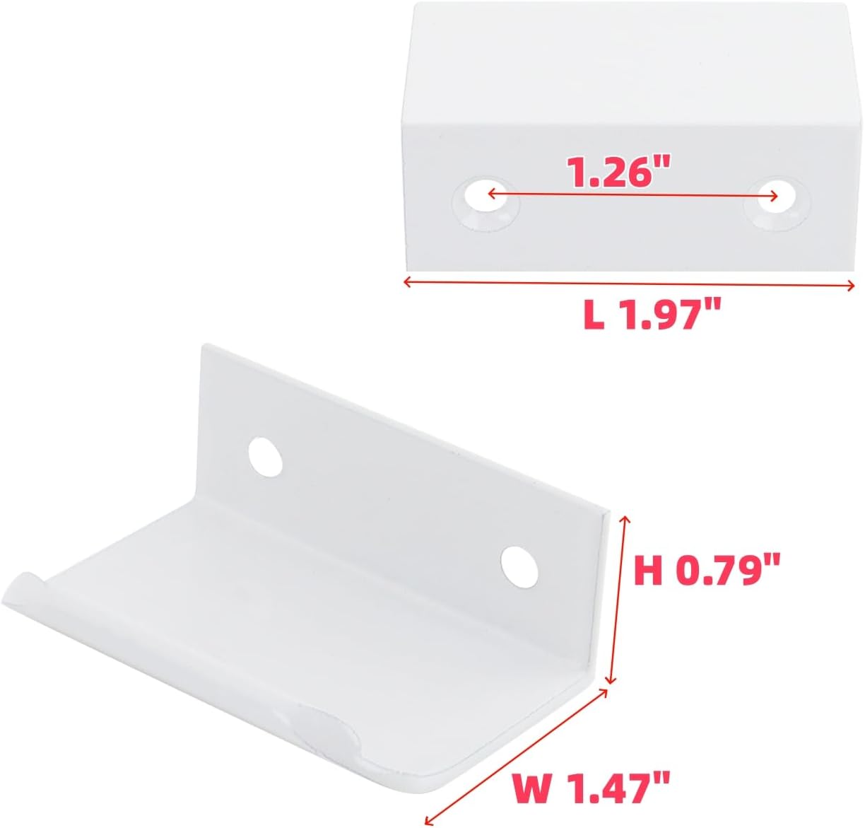 1.97 Inch White Curved Edge Finger Pulls 4Pcs, 1.26 Inch Hole Spacing, Aluminum Alloy Funiture Pull, Back Mount Concealed Handles for Cabinets, Cupboard, Drawer, Dresser, Wardrobe