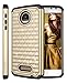 Moto Z Play Case, Moto Z Play Droid Case, Style4U [Shockproof] Studded Rhinestone Crystal Bling Hybrid Armor Case Cover for Motorola Moto Z Play / Moto Z Play Droid with 1 Stylus [Gold / Black]