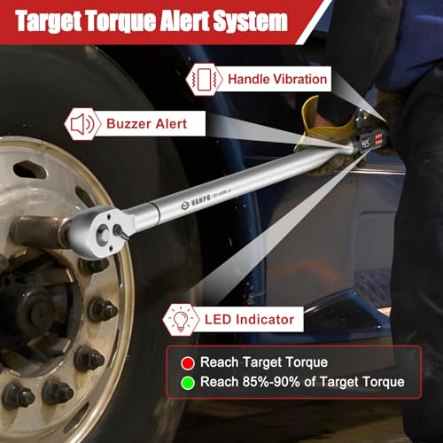 Image of VANPO Digital Torque Wrench 3 /4-Inch 22.1-442.5 Ft-Lb, for Trucks | 30-600Nm, ±2% Accuracy Heavy-Duty Electronic Torque Wrench with Triple Alert, Preset Memory for Heavy Automotive & Equipment