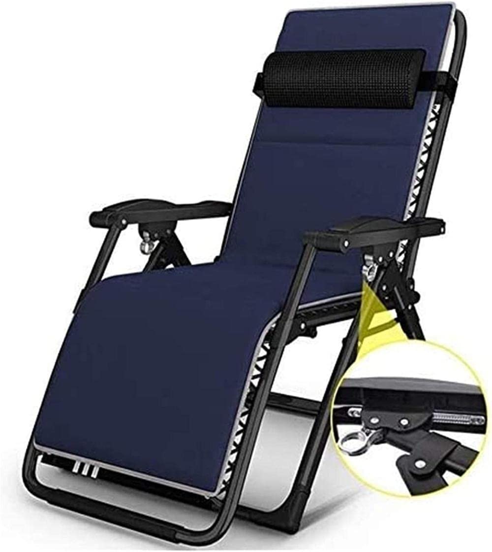 Chaises longues d'extérieur réglables de couleur bleue avec assise matelassée