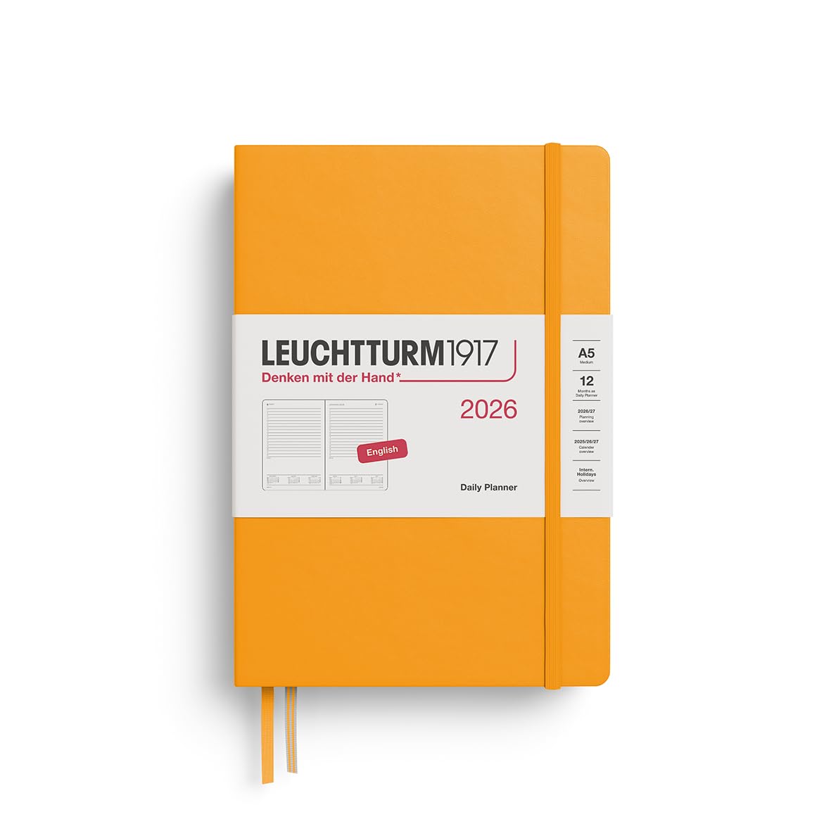 LEUCHTTURM1917 372774 Agenda diaria mediana (A5) 2026, Rising Sun, Inglés