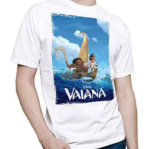 Camiseta Hombre - Unisex Dibujos, Vaiana y Moana (Blanco, L) Cover