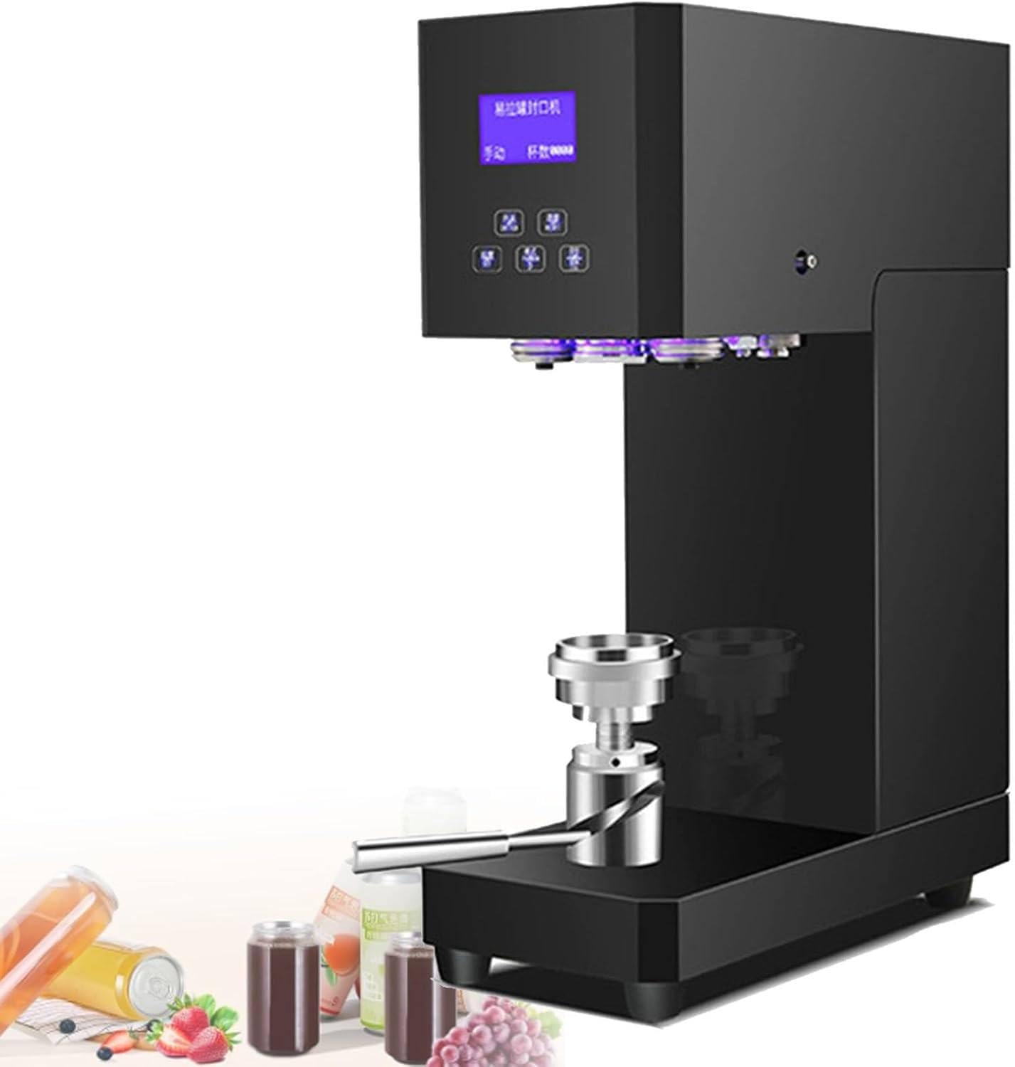 ASerZenith Automatic Can Sealing Machine - Electric Beverage Sealer With Counter & Lcd Display For Milk Tea And Drink Bottles, Height Adjustable