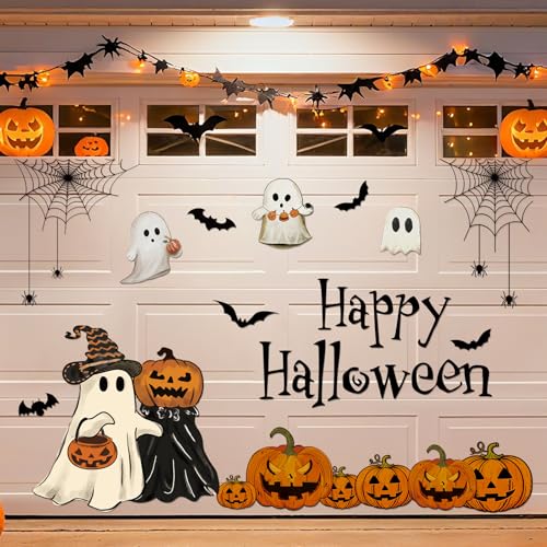 JarThenaAMCS 23Pcs Halloween Garage Decoration Magnet Stickers Ghost Pumpkin Bat Refrigerator Decals for Home Party Garage Door Car