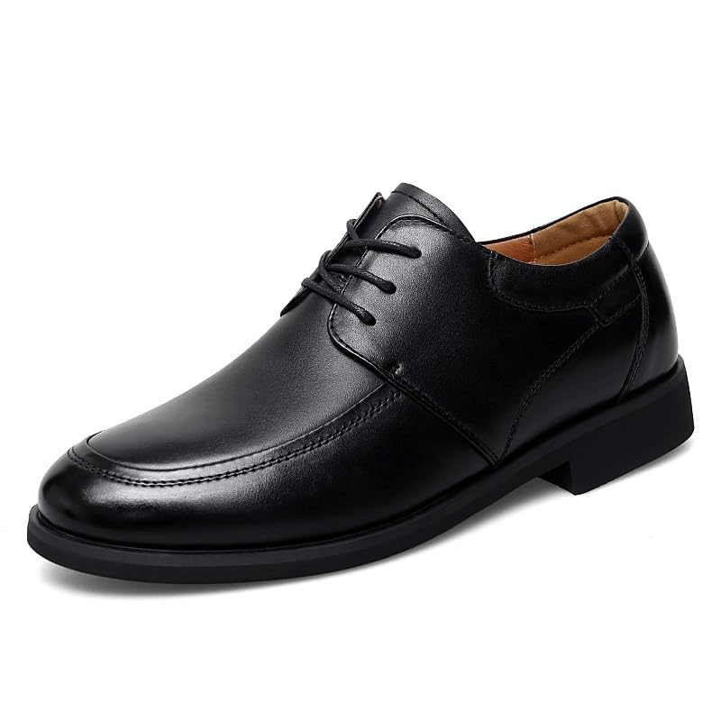 Oxford Dress Shoes for Men Lace Up Solid Color Vegan Leather Apron Toe Derby Shoes Slip Resistant Anti-Slip Low Top Wedding