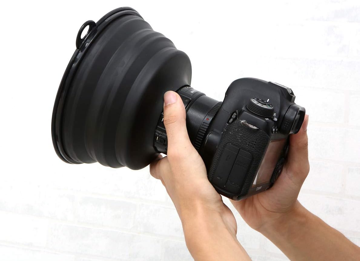 Ultimate Lens Hood Black Silicone Cone That extends Over Any Lens， Blocking Unnecessary Glare and Emission (Upgrade)