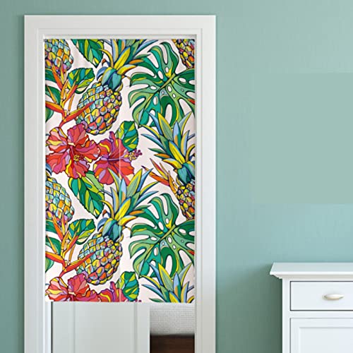 のれん 80*90 リーフ柄 可愛い リゾート カーテン 長い 目隠し プレゼント おしゃれ かわいい ロング丈 カラー 間仕切り 玄関 母の日 お祝い 和柄暖簾 部屋仕切り カーテン のれん 北欧 おしゃれ 半間のれん ナチュラル 小窓用遮光のれん