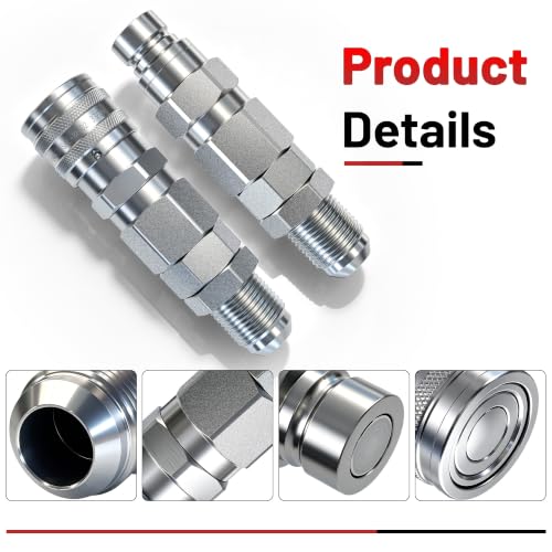 Image of Flat Face Hydraulic Quick Coupler,#12-3 /4 inchJIC,1 /2 inchBody,Fit for Bobcat 7753 773 863 873 963