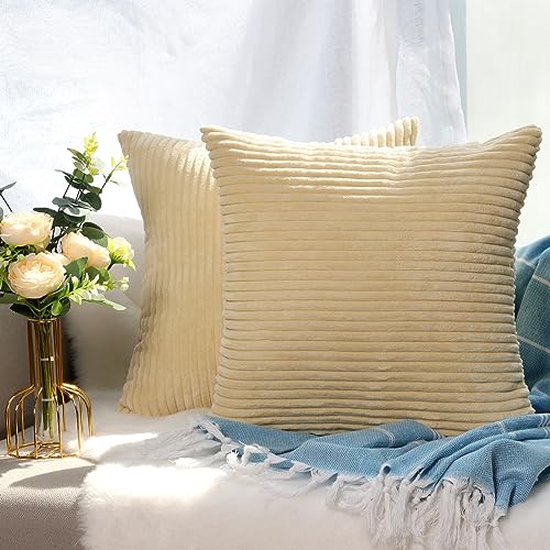 CALIYO Kissenhülle Kord Uni 2er Set, Kissenbezug 50x50 Kissenbezüge für...
