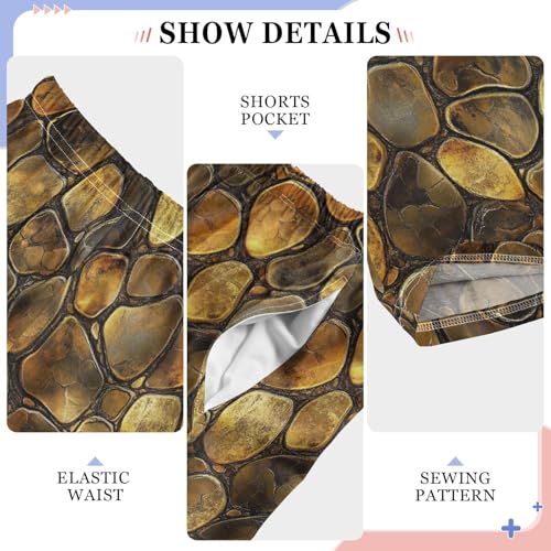 Boys' Pants Gold Snakeskin Texture Long Bottoms Jogger Pants Elastic Waist Trousers with Pockets S-XL4