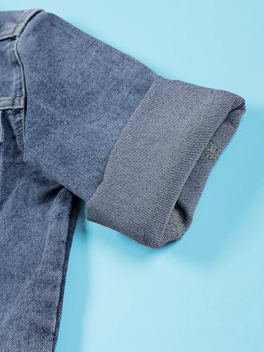 Image of KiddoPanti Boys Denim Jacket | Cotton Poly Blend with Spandex | Washed Denim, Full Sleeve | Button Closure & Front Flap Pockets | Collared Neck