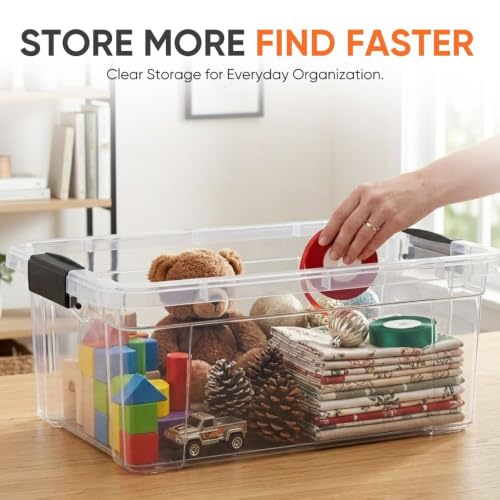 Image of Superio Storage Bins with Lids, Clear Plastic Containers for Organizing, Stackable Totes, BPA Free, Odor Free, Organizer Boxes for Home, and Dorm (6 Pack, 36 Qt)