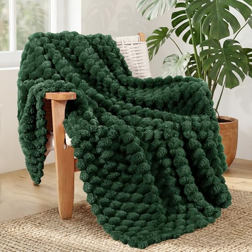 Whale Flotilla Fleece Throw Blanket for Couch or Bed Luxury Super Soft Lightweight Summer Blanket 3D Jacquard Cozy Fluffy Plush Decorative Sofa Chair Blanket for Mom Dad 50x60 Inch Emerald Green