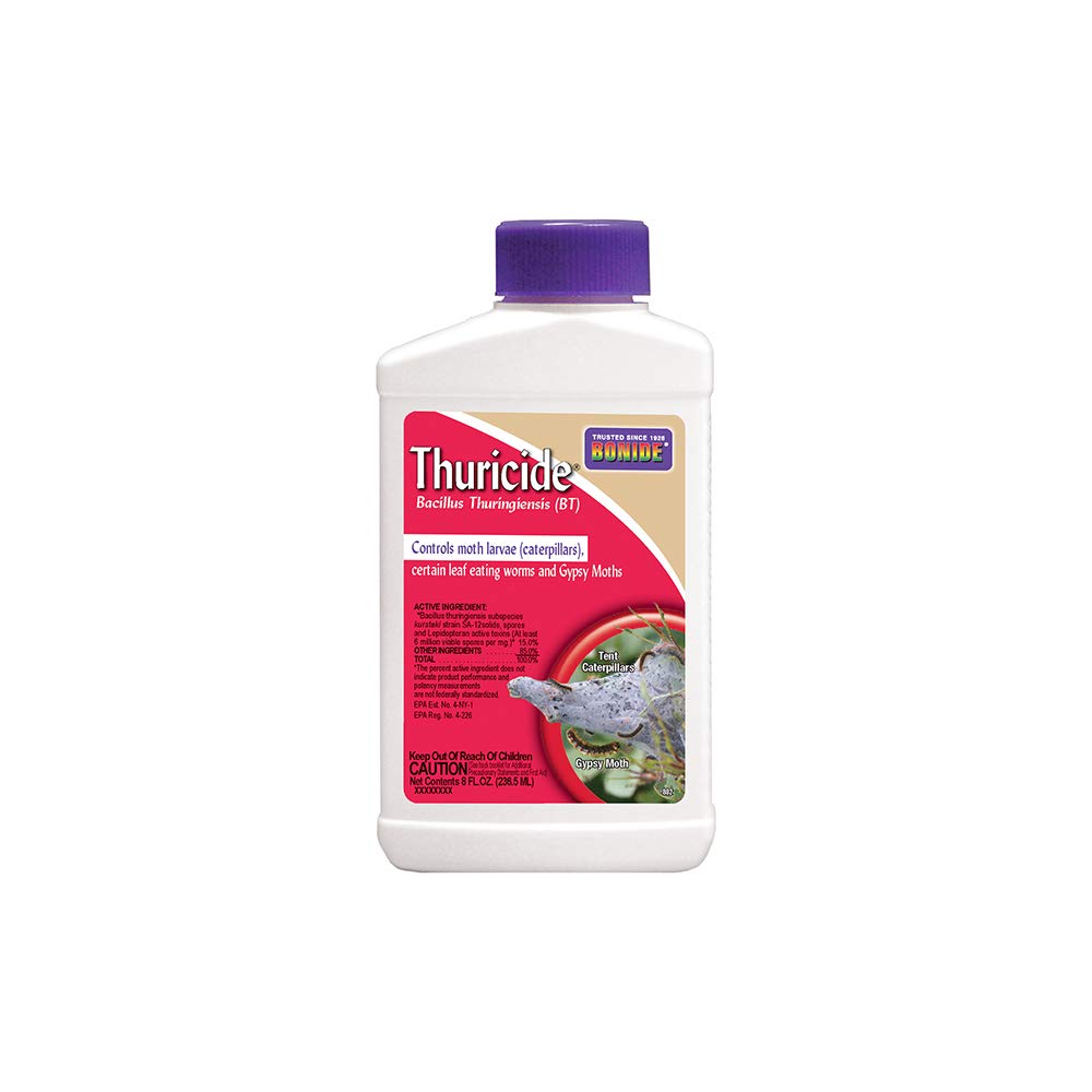 Bonide Thuricide BT Concentrate, 8 oz Ready-to-Mix Solution for Caterpillar, Moth and Worm Control in Lawn and Garden