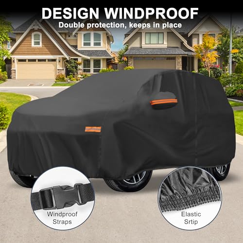Image of X AUTOHAUX Car Cover for Jeep Grand Cherokee 2002-2025 Aluminum Film Outdoor Waterproof Sun Rain Snow Hail Protection with Driver Door Zipper