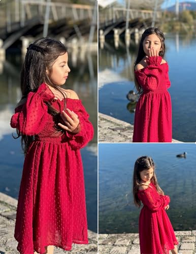 Image of Arshiner Girl Tulle Dress Winter Long Sleeve Teen Girls Party Casual Dresses 5-14Y