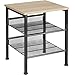 tectake 800943 Beistelltisch aus Holz und Metall, Nachttisch mit 2 Gitterablagen, Industrie-Design, für Wohnzimmer Schlafzimmer Büro Flur, schwarzes Metallgestell (Hellbraun | Nr. 404270)