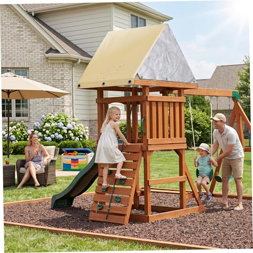 Toldo de parque infantil beige impermeable de 52x89 pulgadas con bloqueo UV 6