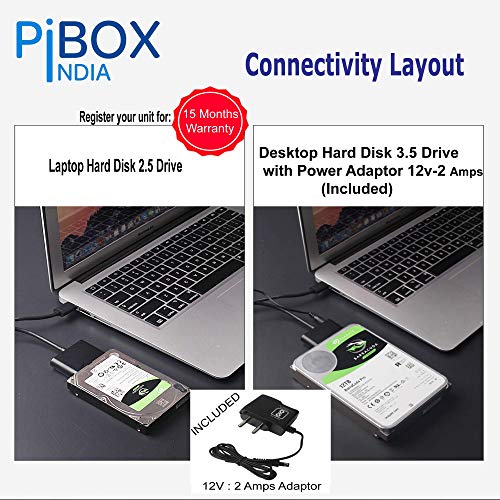 pibox India - SATA to USB 3.0 Cable, USB 3.0 to SATA III Hard Drive Adapter Compatible for 2.5 3.5 Inch Desktop HDD/SSD Hard Drive Disk and SATA... - Image 3