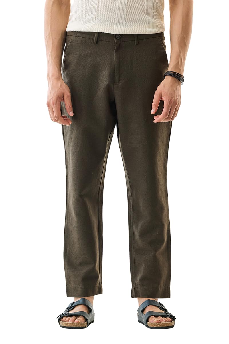 snitch Men Trousers | Slim Fit Mid Rise Solid Design | Rayon Blend with Medium Stretch & Smooth Texture | Button & Zip Closure for Casual & Office Wear-picture-27