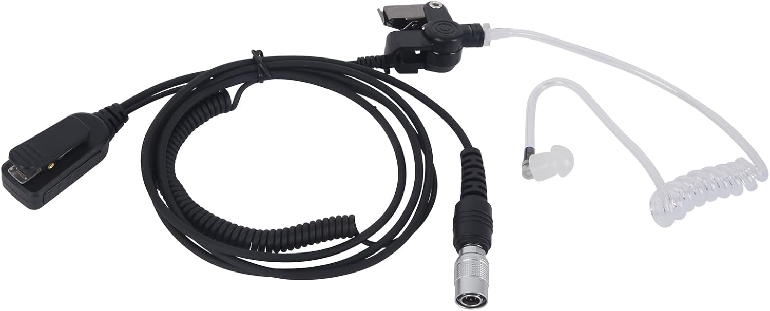 QD Quick Disconnect Quick-Release Walie Talkie Earpiece Ear Piece Two Way Radio Headset Compatible with Motorola XTS 2500 5000 XTS2500 XTS5000(Wired,Black)