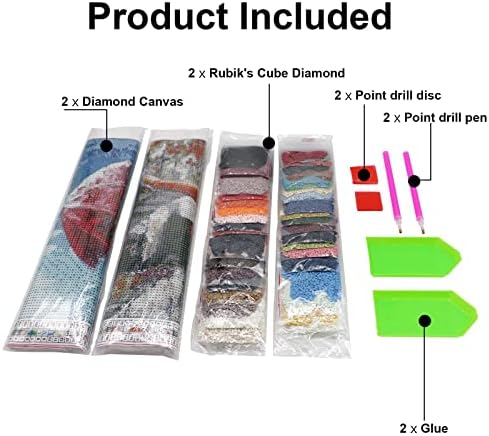 5D Diamond Painting Kits for Adults Kids DIY Diamond Art Kits Crystal Rhinestone Painting Kits Cross Stitch Full Drill Diamond Painting for Home Wall Decor 2 Pack 30x40cm