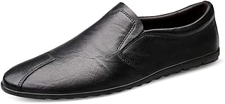 Rui Landed Casual Work Loafer for Men Business Oxford Slip on Style Genuine Leather Captoe Elastic Bands Antislip Outsole Durable (Color : Black, Size : 39 EU)