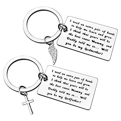 Godparents Gift from Godchild Gift for Godmother Godfather Will You Be My Godfather/Godmother Keyring Set Godmother Keychain Godfather Keyring Christening Gift for Godparent Keychain Baptism Gifts Cover