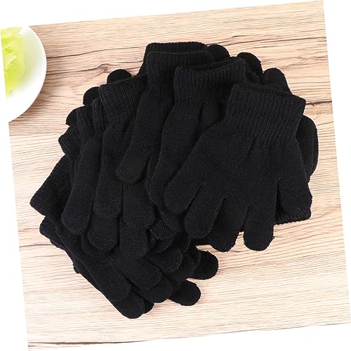 VANZACK 12Pair Stretch Knitted Gloves for Winter Warm Full Finger Mittens for Boys and Soft and Comfortable Hand Accessories Black2