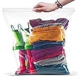 [ 50 Bags ] 8 Gallon X-Large Jumbo Storage Bags, Reclosable Clear Thick Plastic Freezer Meat Bags, 2