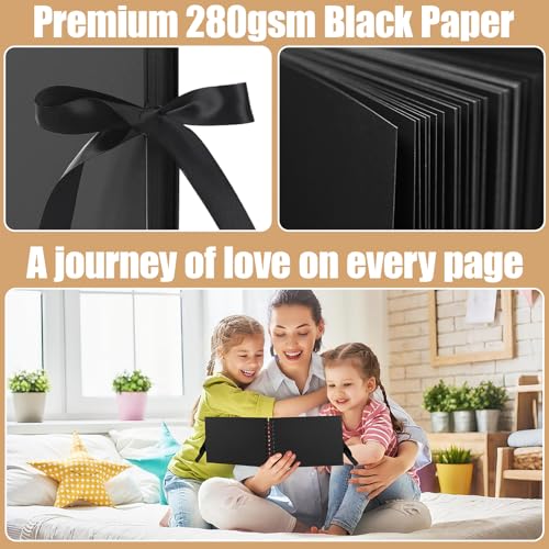 Album fotograficzny do scrapbookingu A5 z 60 czarnymi stronami (21,5 × 15 cm), album fotograficzny do samodzielnego wykonania, 1000 naklejek, 9 metalicznych długopisów, szablonów i narożników na