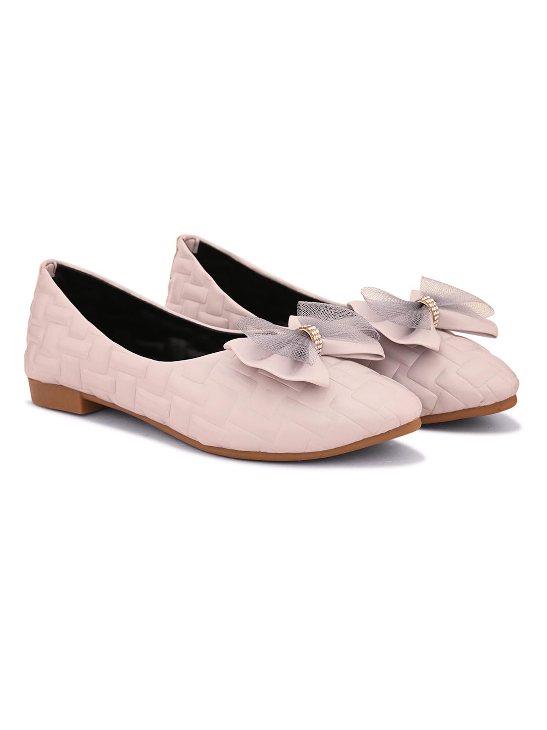XE Looks Scarpe basse strutturate con fiocco in rete: design elegante, vestibilità comoda, perfette per aggiungere un tocco chic agli abiti da ragazza e da donna